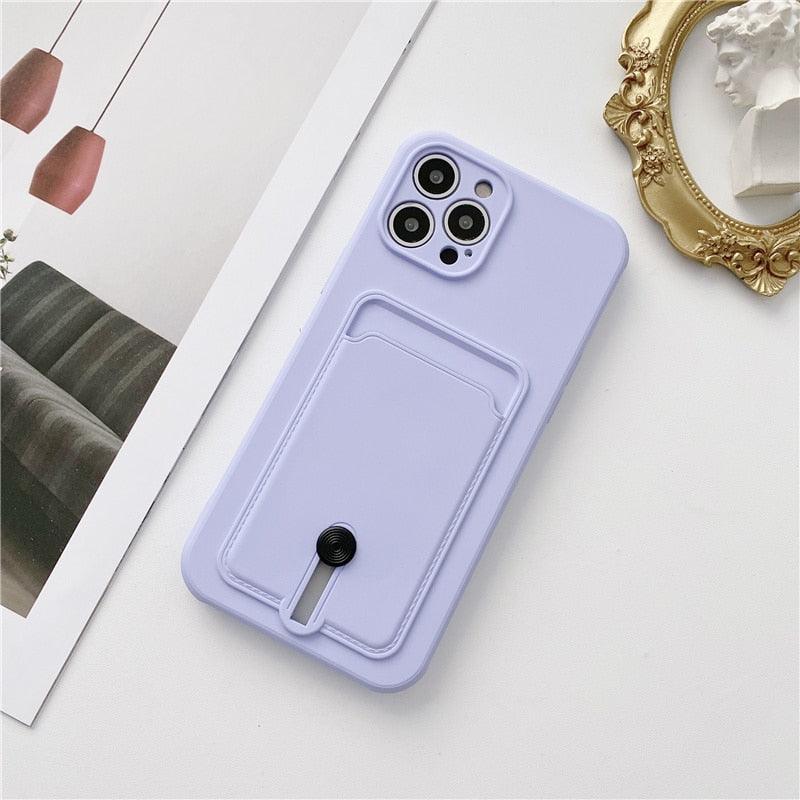 Candy Color Wallet Card Case for iPhone - Soft Silicone Protection