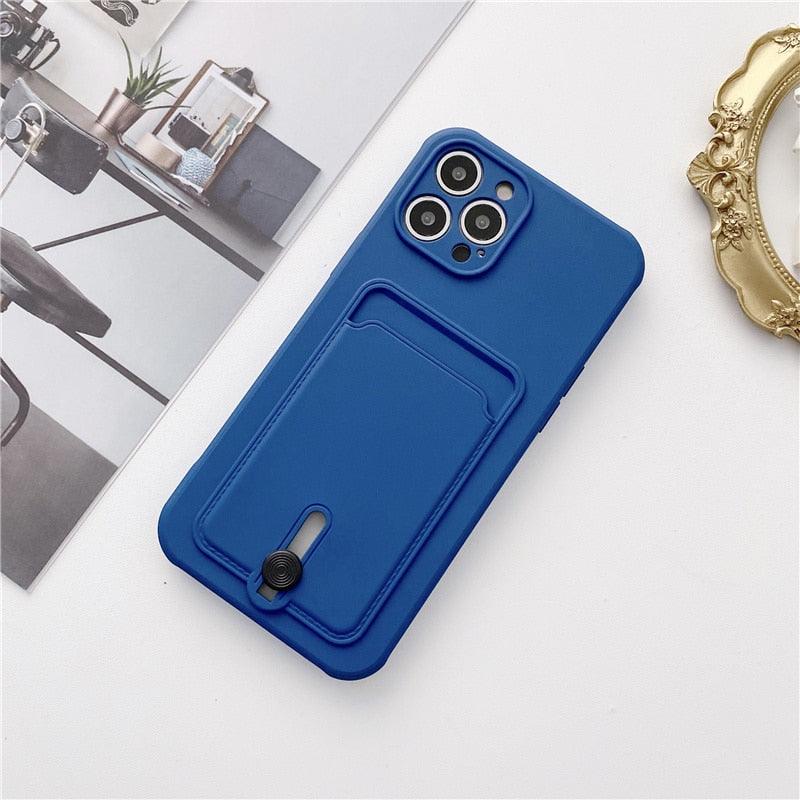 Candy Color Wallet Card Case for iPhone - Soft Silicone Protection