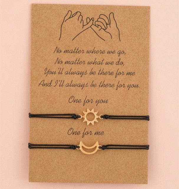 Charm Bracelet Set for Couples - Volcanic Stone & Woven Design