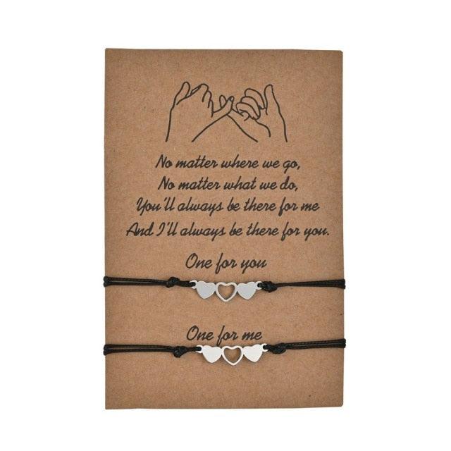 Charm Bracelet Set for Couples - Volcanic Stone & Woven Design