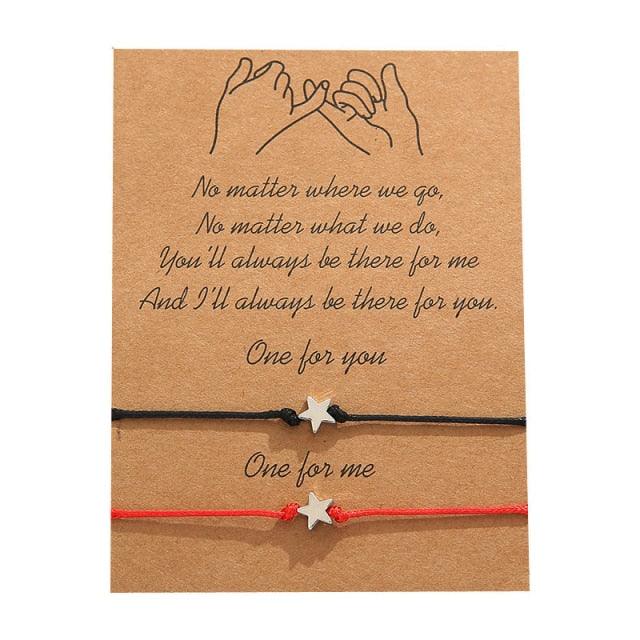 Charm Bracelet Set for Couples - Volcanic Stone & Woven Design