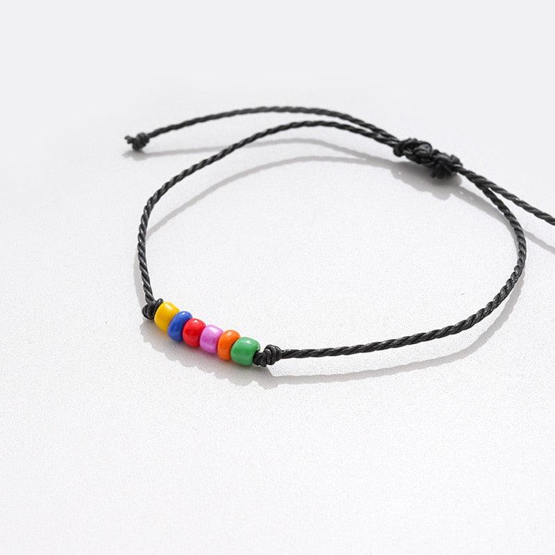Charm Bracelet Set for Couples - Volcanic Stone & Woven Design