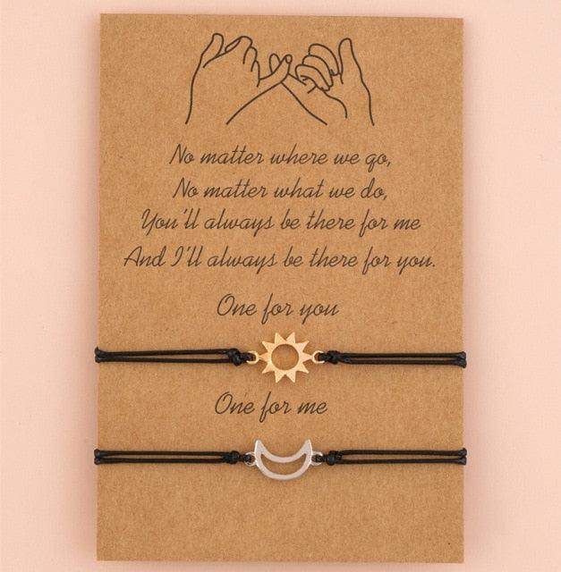 Charm Bracelet Set for Couples - Volcanic Stone & Woven Design