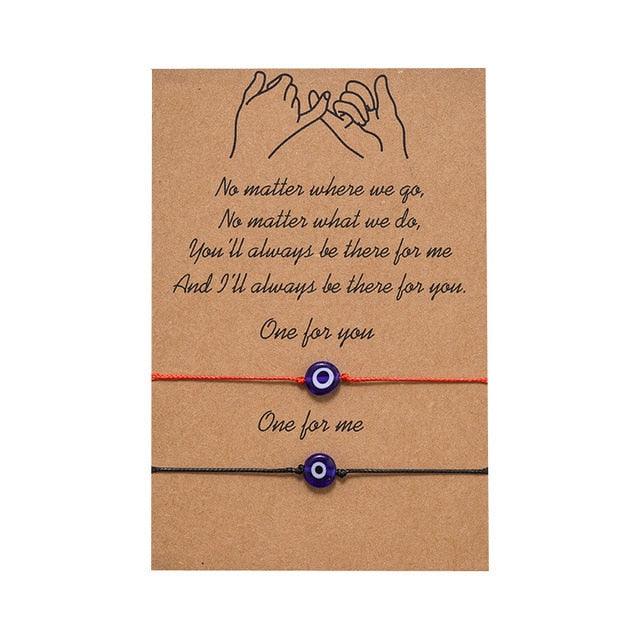 Charm Bracelet Set for Couples - Volcanic Stone & Woven Design