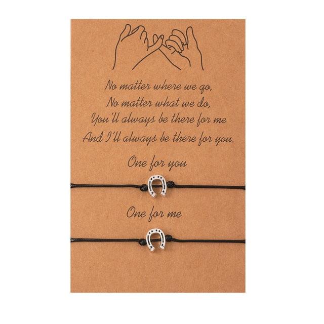 Charm Bracelet Set for Couples - Volcanic Stone & Woven Design