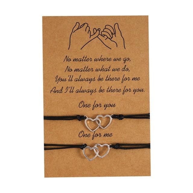 Charm Bracelet Set for Couples - Volcanic Stone & Woven Design
