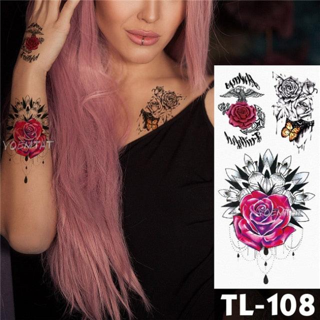 Elegant Temporary Flower Tattoos for Women - Waterproof & Stylish