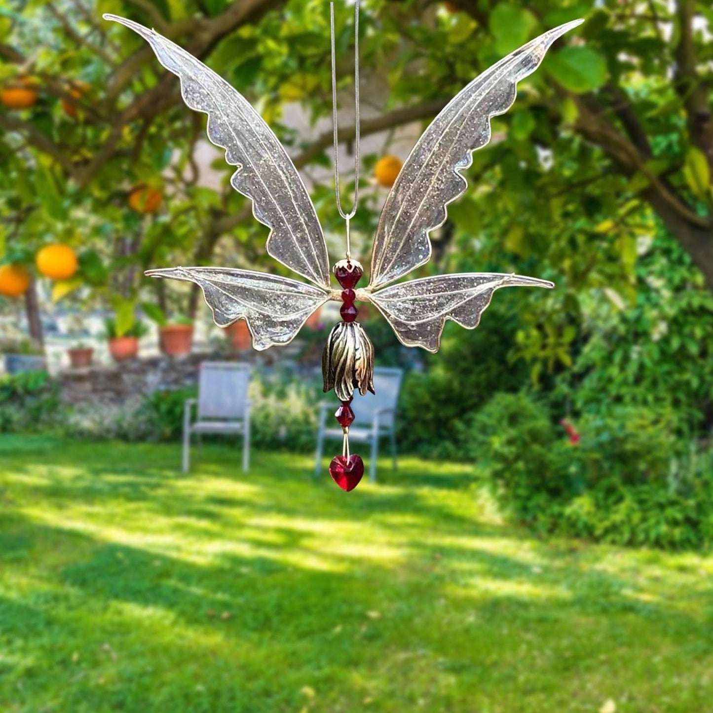Crystal Guardian Angel Wing Sun Catcher - Elegant Home Decor