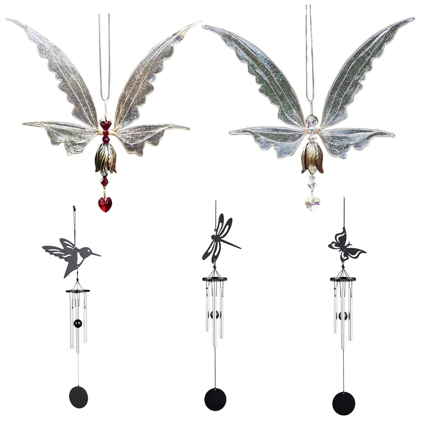 Crystal Guardian Angel Wing Sun Catcher - Elegant Home Decor