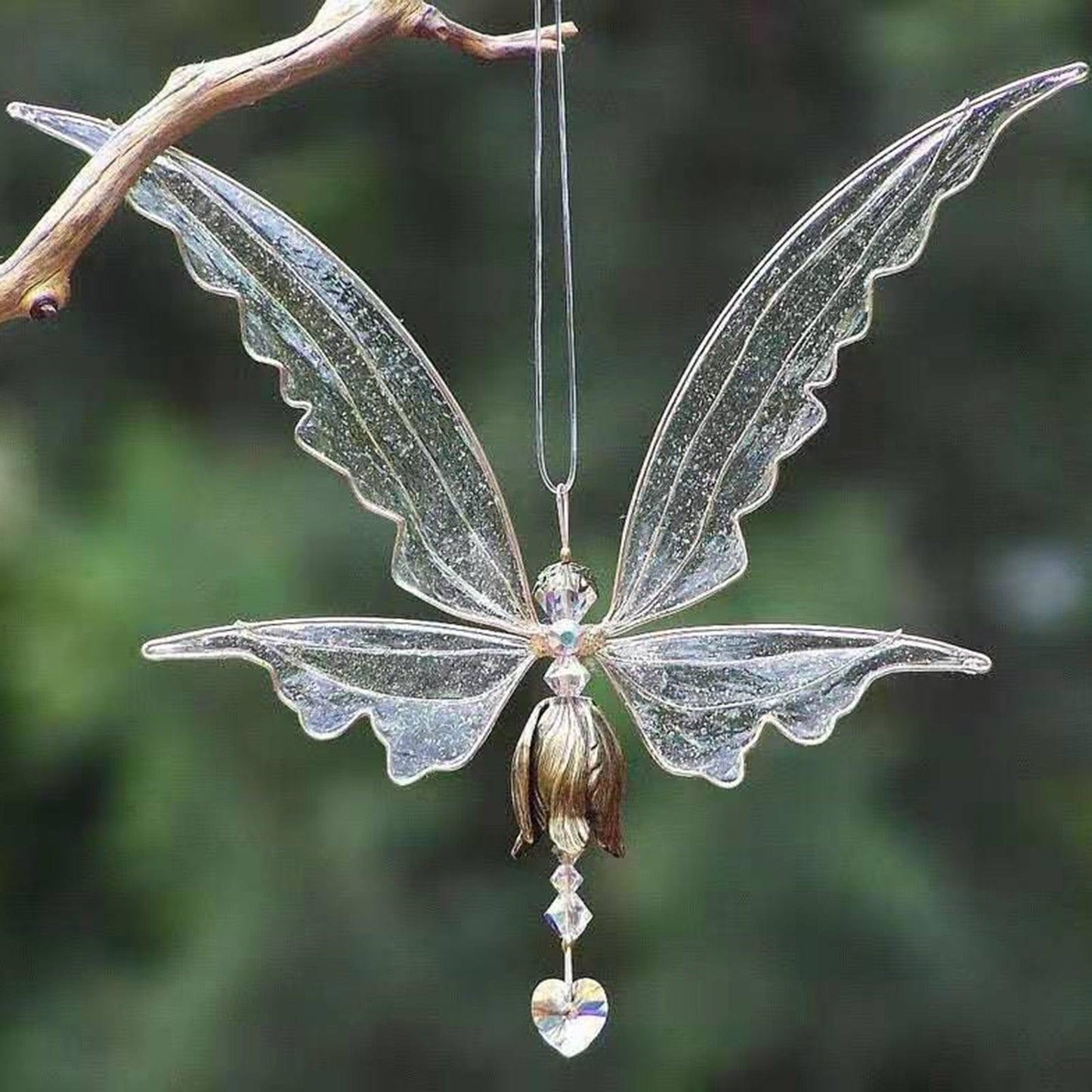 Crystal Guardian Angel Wing Sun Catcher - Elegant Home Decor