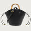 Elegant Bamboo Handle Bucket Bag in Soft Leather