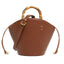 Elegant Bamboo Handle Bucket Bag in Soft Leather
