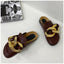 Elegant Women's Gold Chain Slide Mules - Casual Low Heel Sandals - Korvel