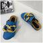 Elegant Women's Gold Chain Slide Mules - Casual Low Heel Sandals - Korvel
