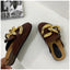 Elegant Women's Gold Chain Slide Mules - Casual Low Heel Sandals - Korvel