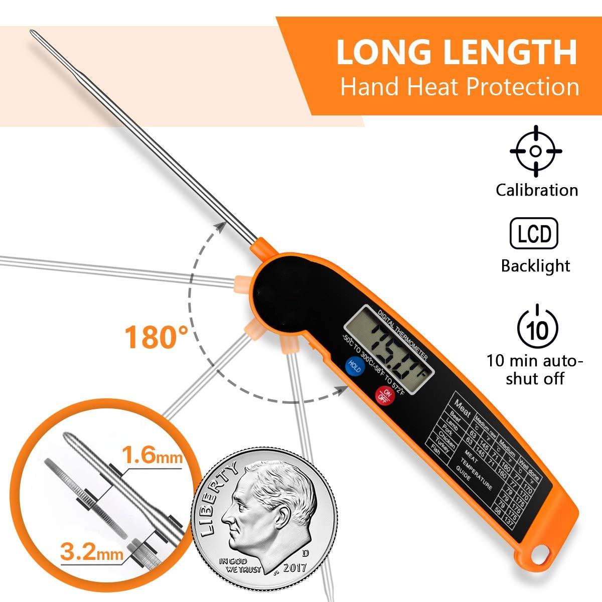 Precision Digital Kitchen Thermometer for Meat, Water & Milk - Fast & Waterproof Cooking Probe - Korvel