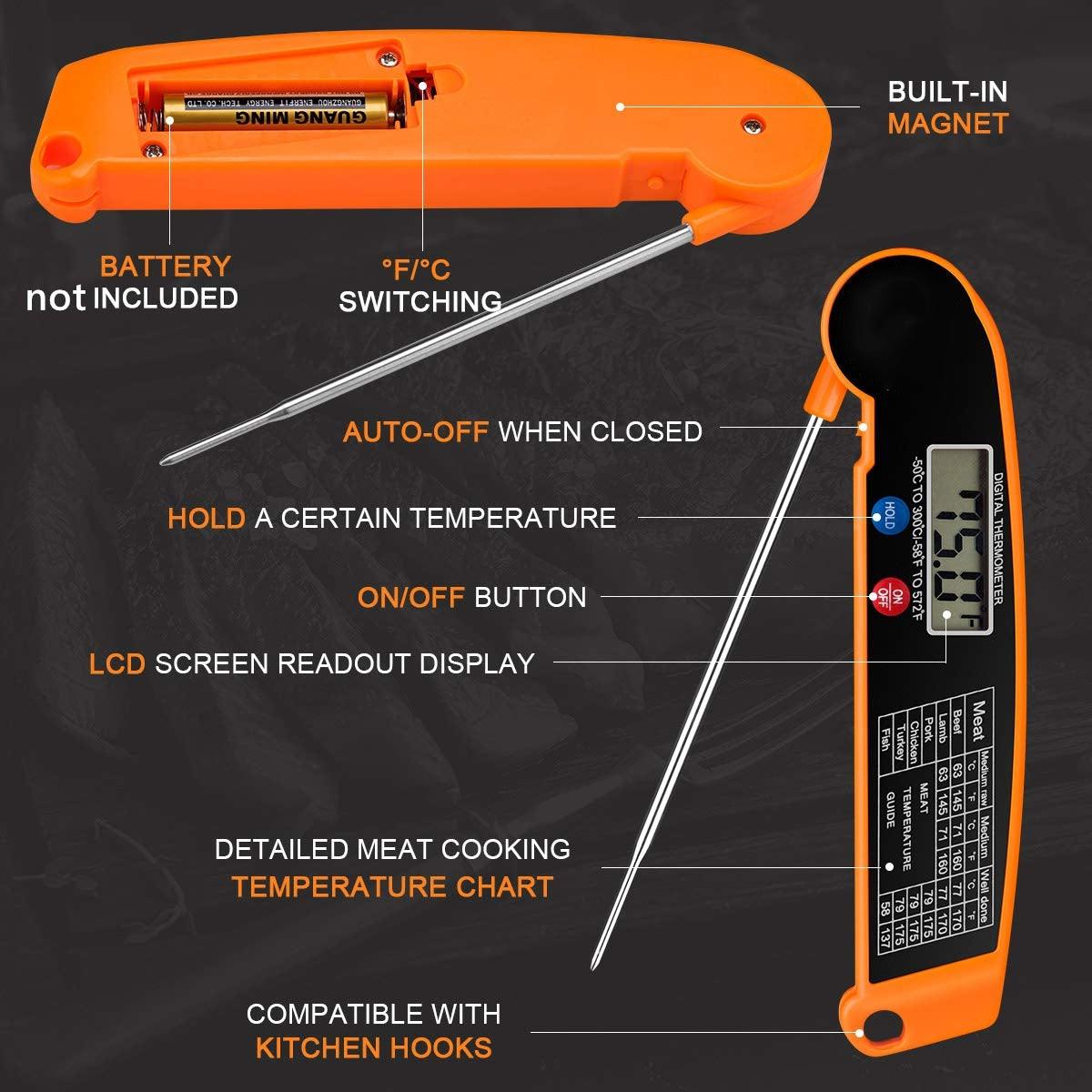 Precision Digital Kitchen Thermometer for Meat, Water & Milk - Fast & Waterproof Cooking Probe - Korvel