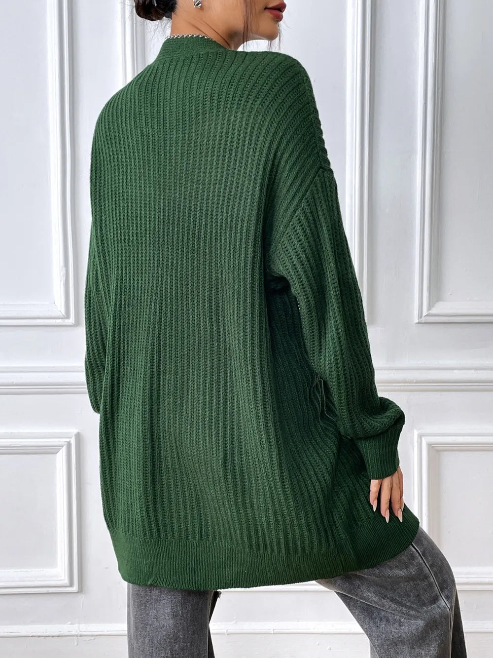 Cárdigan de Suéter Minimalista con Doble Bolsillo