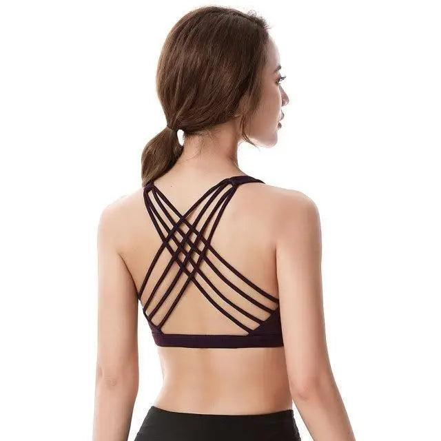 Elegance Fitness Sports Bra for Women - Crisscross Design