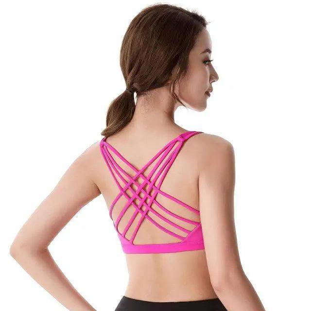 Elegance Fitness Sports Bra for Women - Crisscross Design
