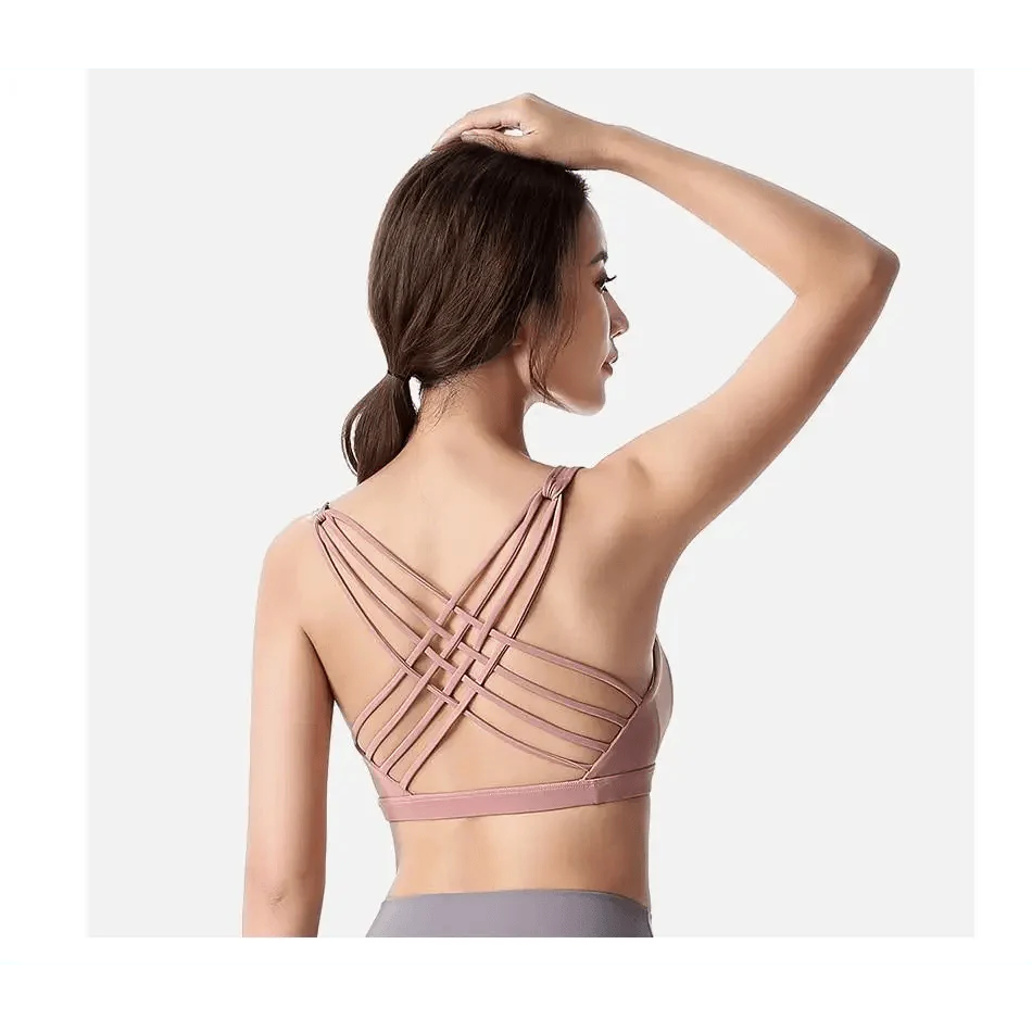 Elegance Fitness Sports Bra for Women - Crisscross Design