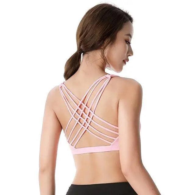 Elegance Fitness Sports Bra for Women - Crisscross Design