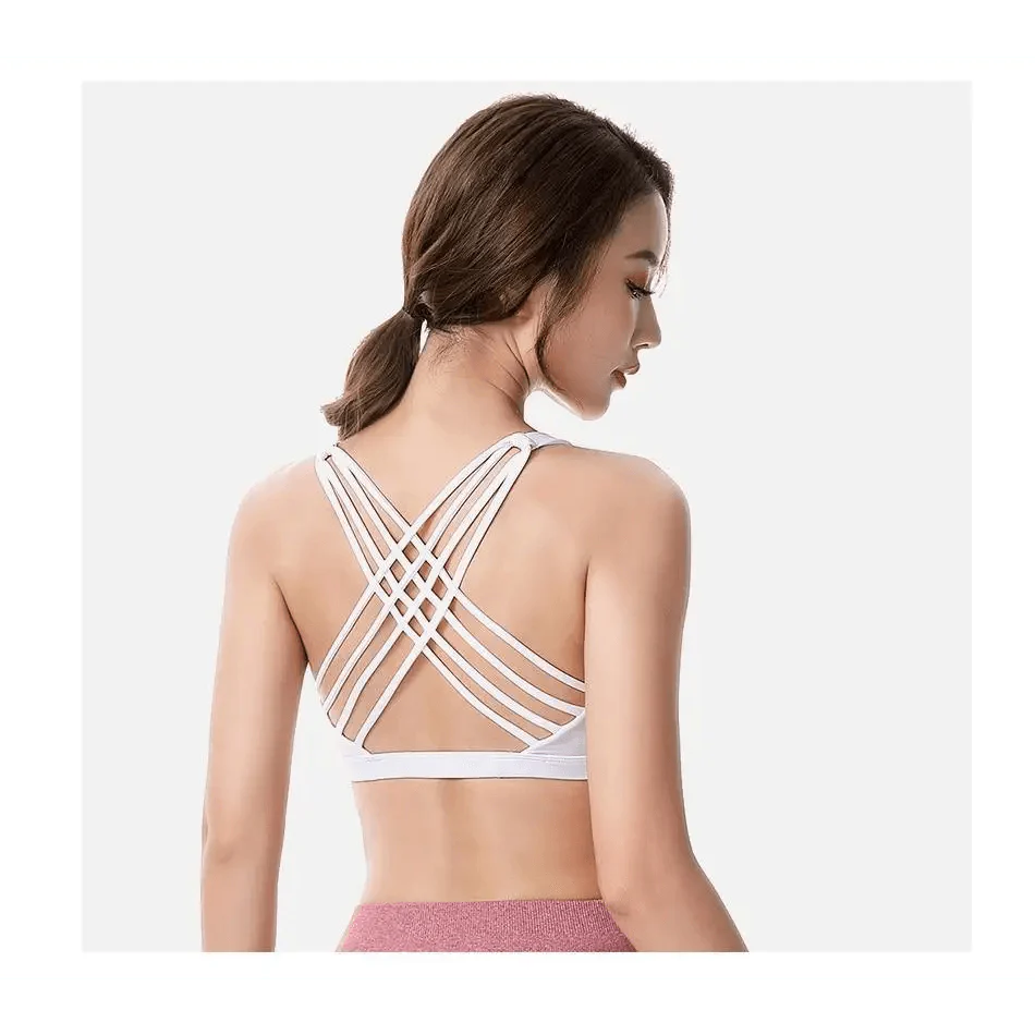 Elegance Fitness Sports Bra for Women - Crisscross Design