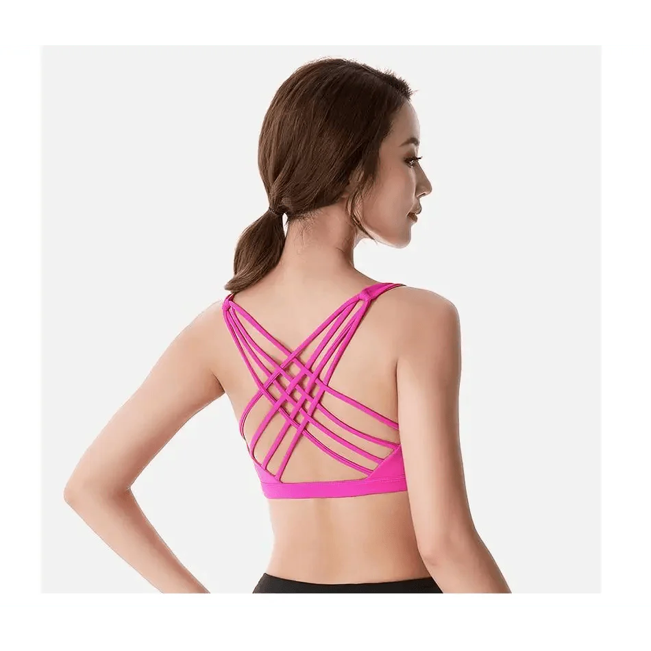 Elegance Fitness Sports Bra for Women - Crisscross Design