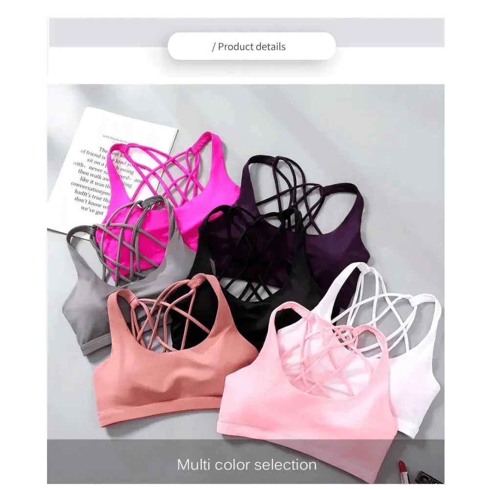 Elegance Fitness Sports Bra for Women - Crisscross Design
