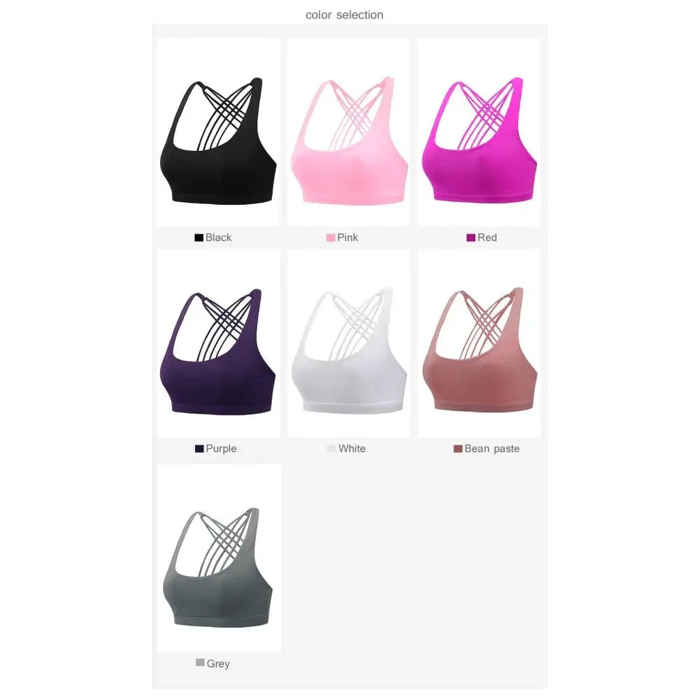 Elegance Fitness Sports Bra for Women - Crisscross Design