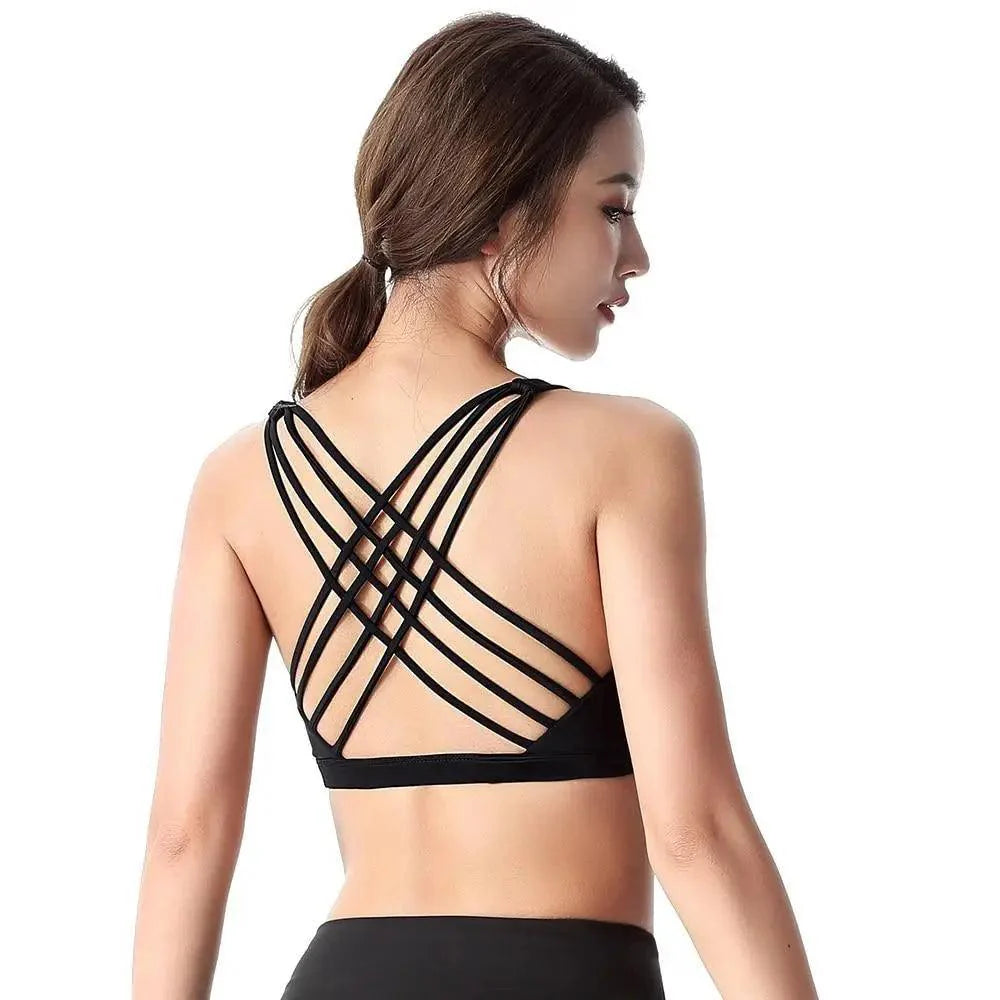 Elegance Fitness Sports Bra for Women - Crisscross Design