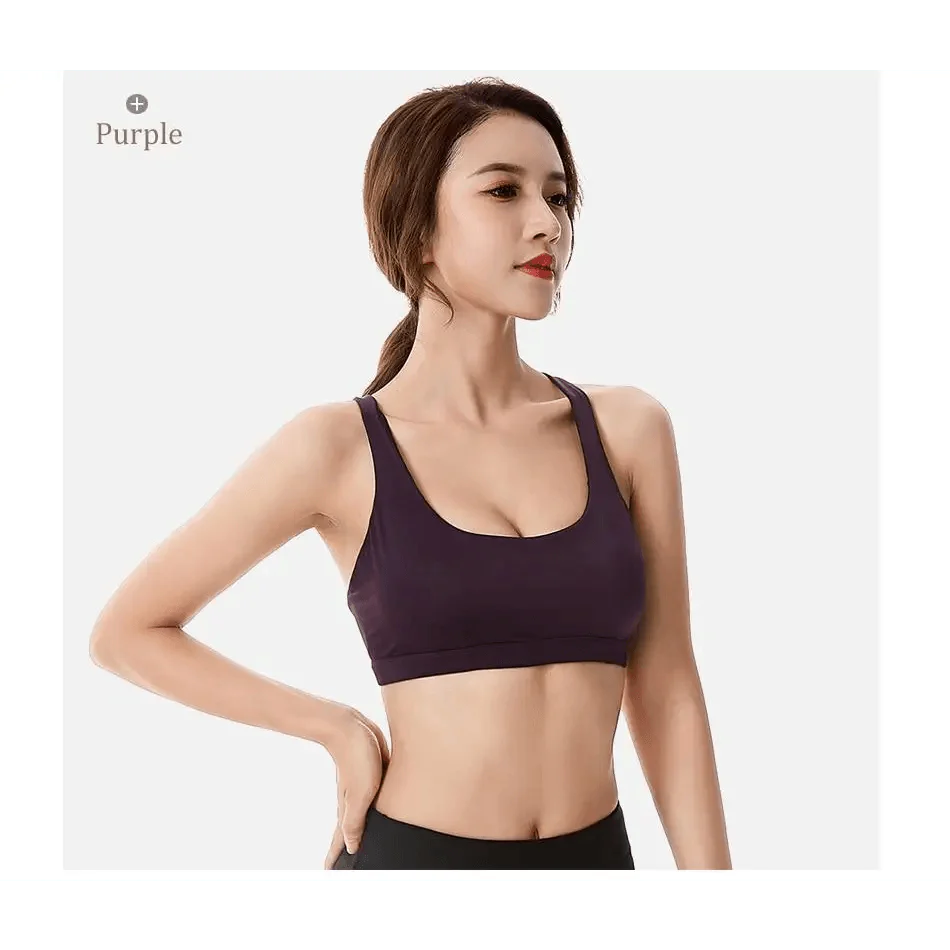 Elegance Fitness Sports Bra for Women - Crisscross Design