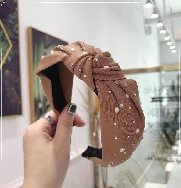 Bandeau en perles et strass fait main élégant pour femmes