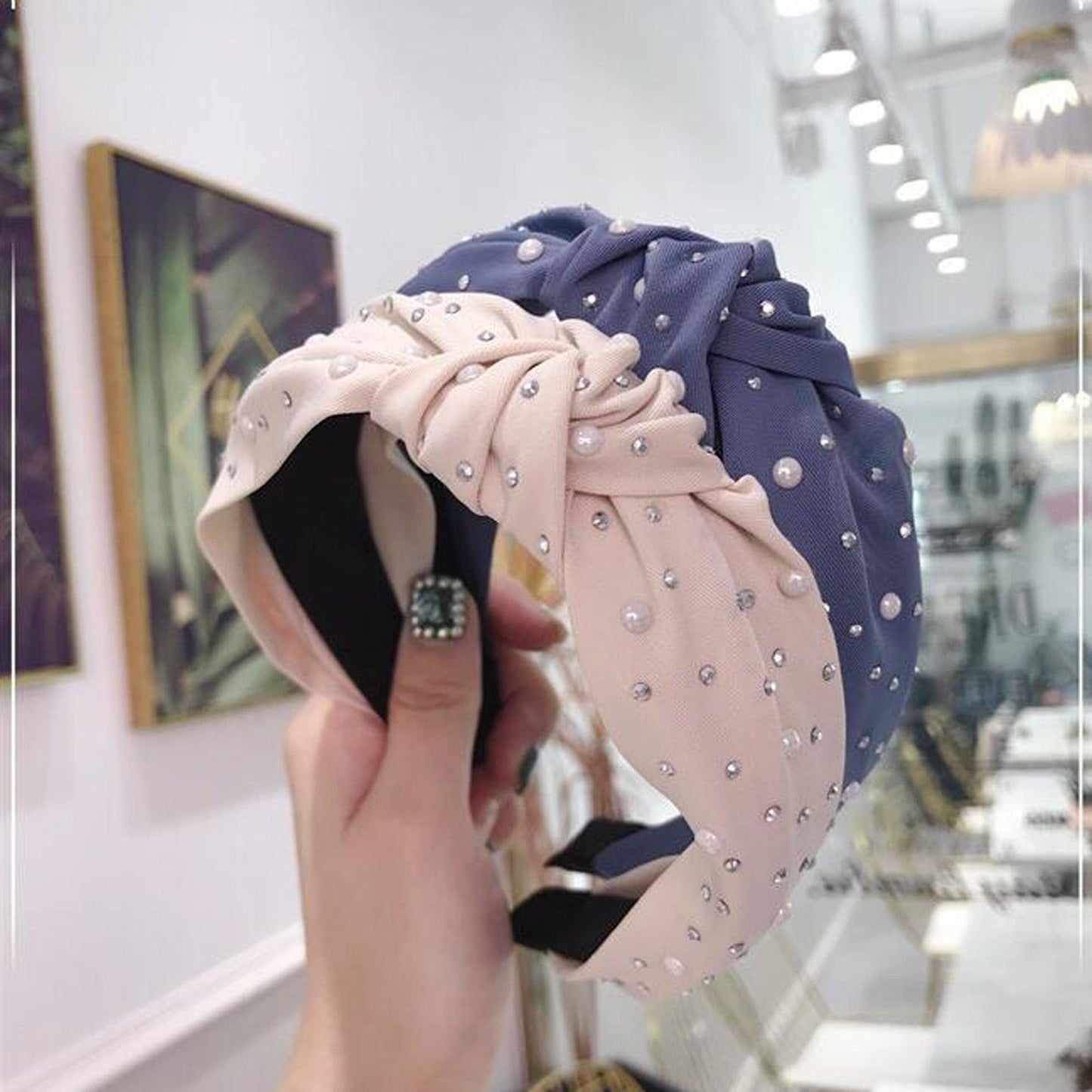 Bandeau en perles et strass fait main élégant pour femmes