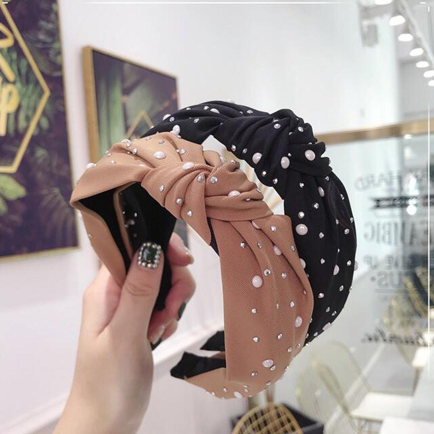 Bandeau en perles et strass fait main élégant pour femmes