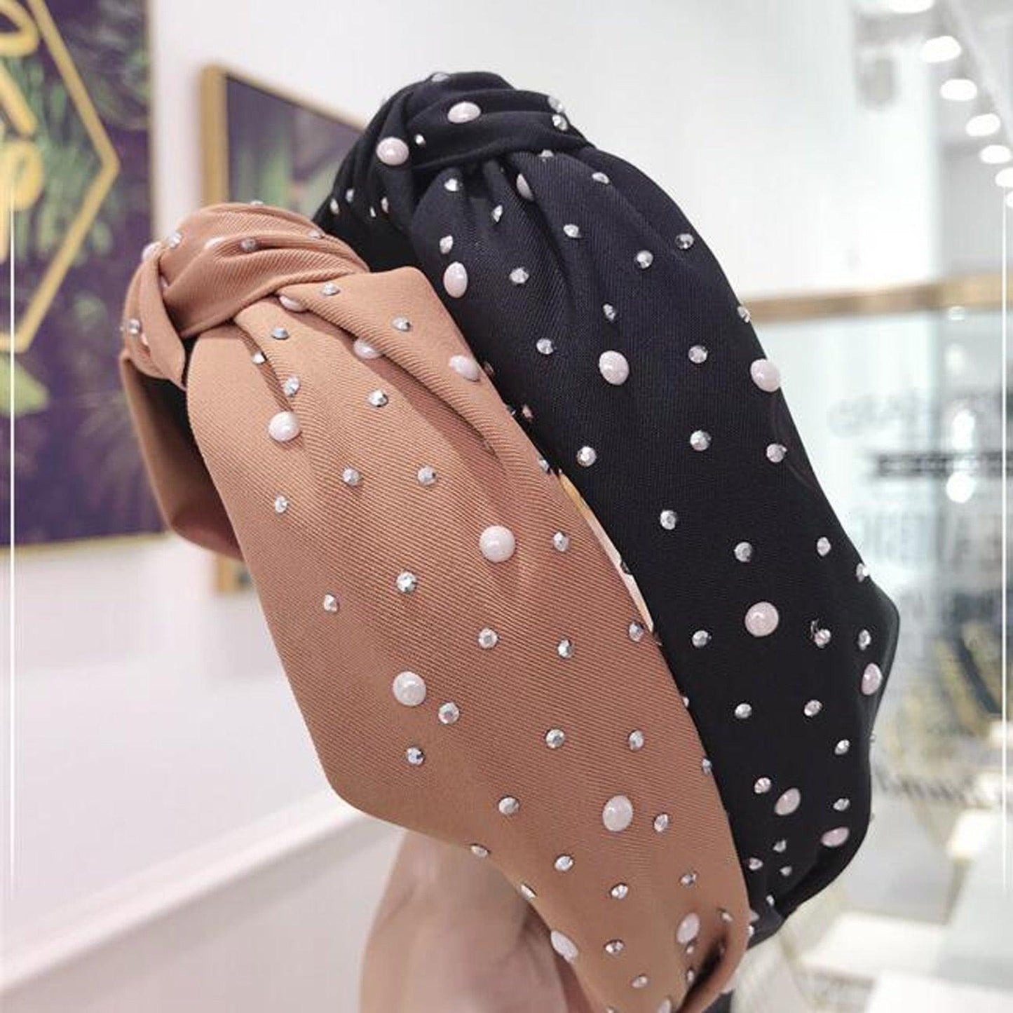Bandeau en perles et strass fait main élégant pour femmes
