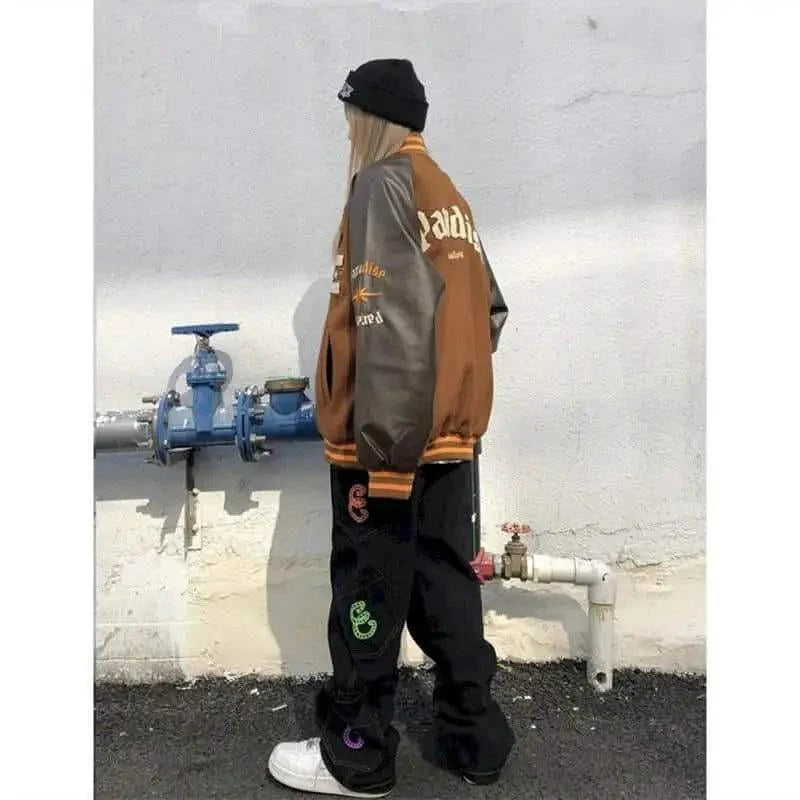 Veste Varsity Unisexe Tendance avec Design Unique en Patchwork