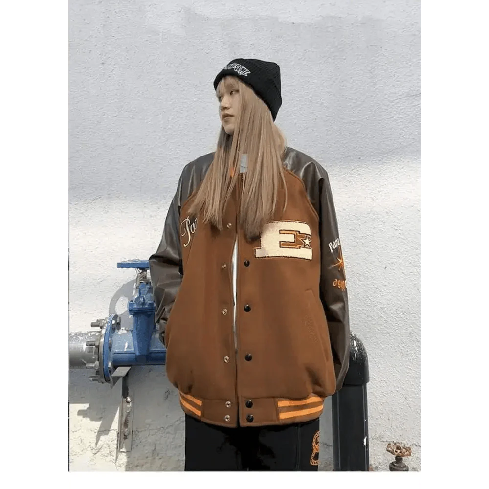 Veste Varsity Unisexe Tendance avec Design Unique en Patchwork