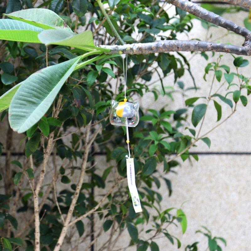 Campana de Viento con Patrón de Gato de Vidrio Elegante para Decoración del Hogar