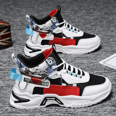 New high top shoes for men white shoes thick soled sports and leisure shoes - Korvel