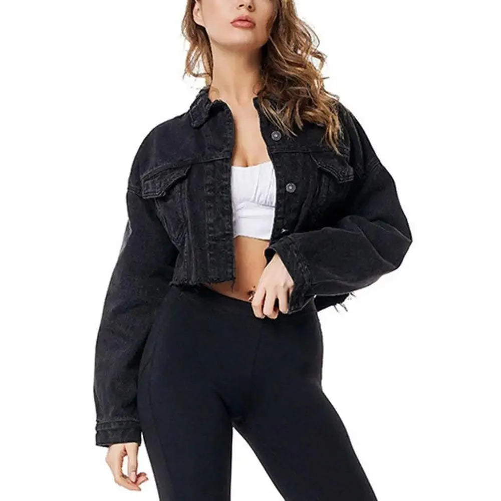 Veste en denim vintage pour femmes avec déchirures