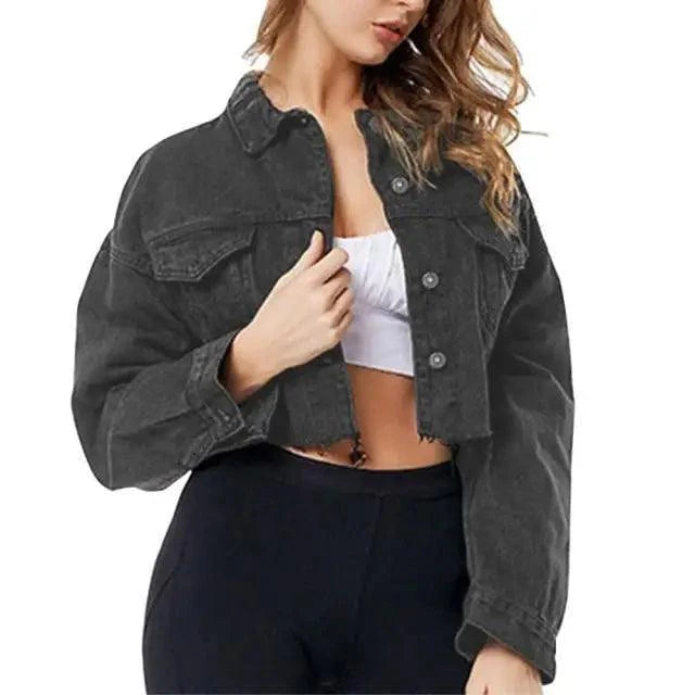Veste en denim vintage pour femmes avec déchirures