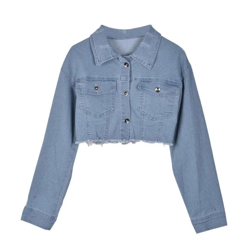Veste en denim vintage pour femmes avec déchirures