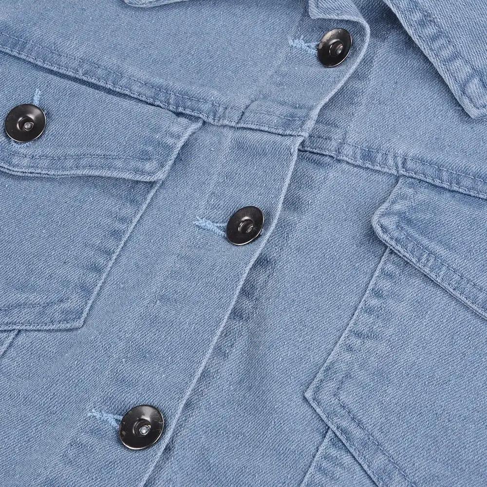Veste en denim vintage pour femmes avec déchirures