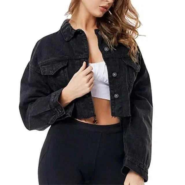 Veste en denim vintage pour femmes avec déchirures