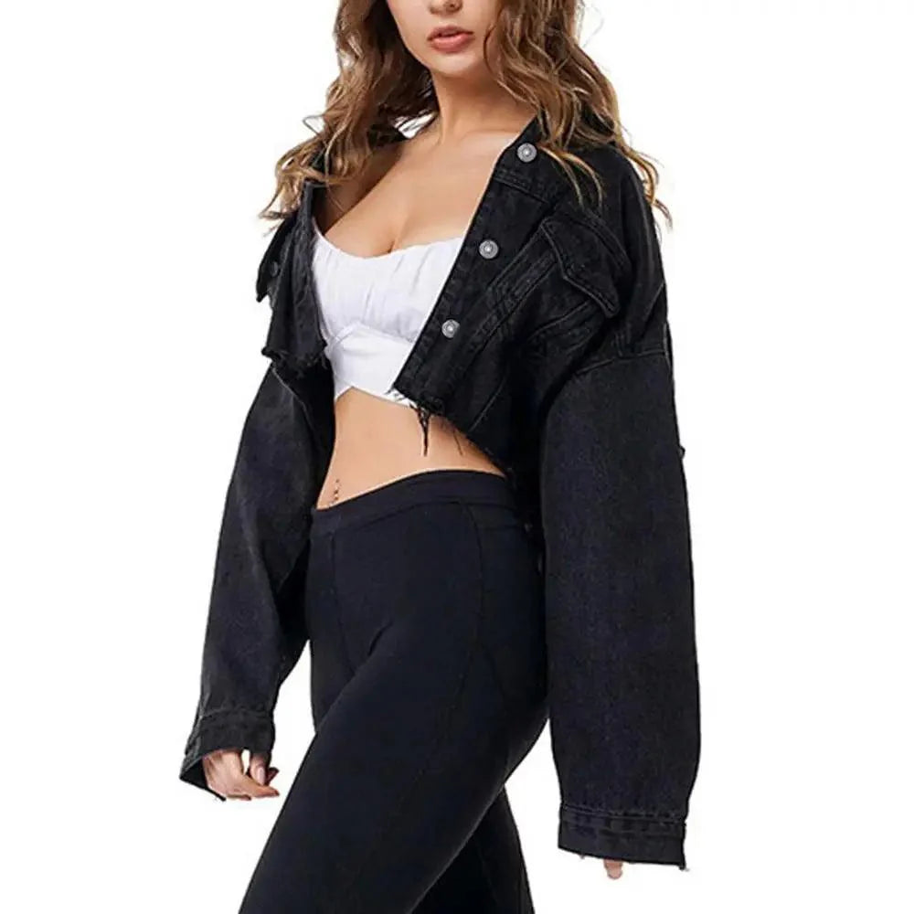 Veste en denim vintage pour femmes avec déchirures