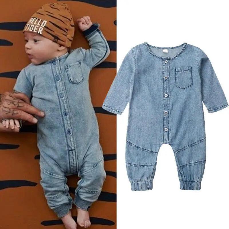 Mono de mezclilla suave para bebés - Elegante y cómodo