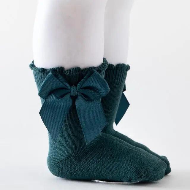 Calcetines de bebé hasta la rodilla con lazo grande - 100% algodón