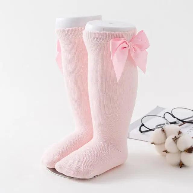 Calcetines de bebé hasta la rodilla con lazo grande - 100% algodón