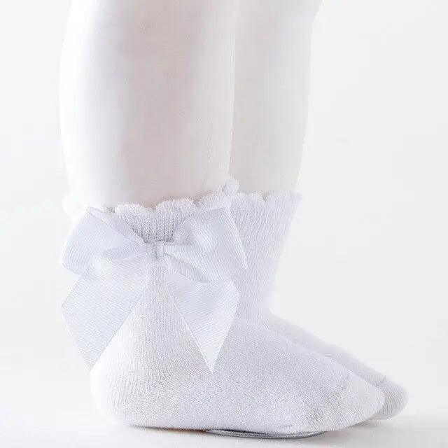 Calcetines de bebé hasta la rodilla con lazo grande - 100% algodón